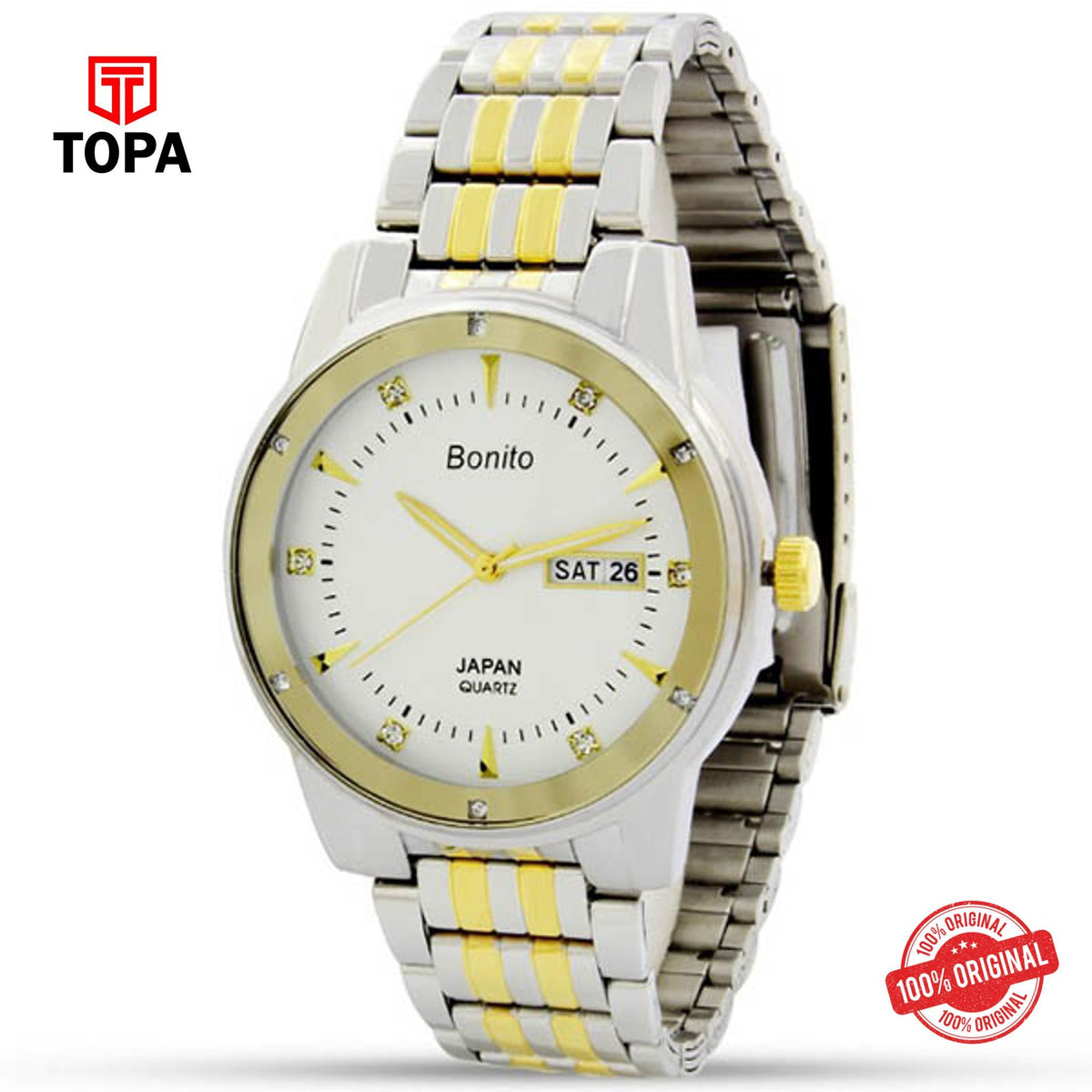 Topa Bonito-K-6110-TT-WT-Metal-Band-Menss-Watch - Product Image 1