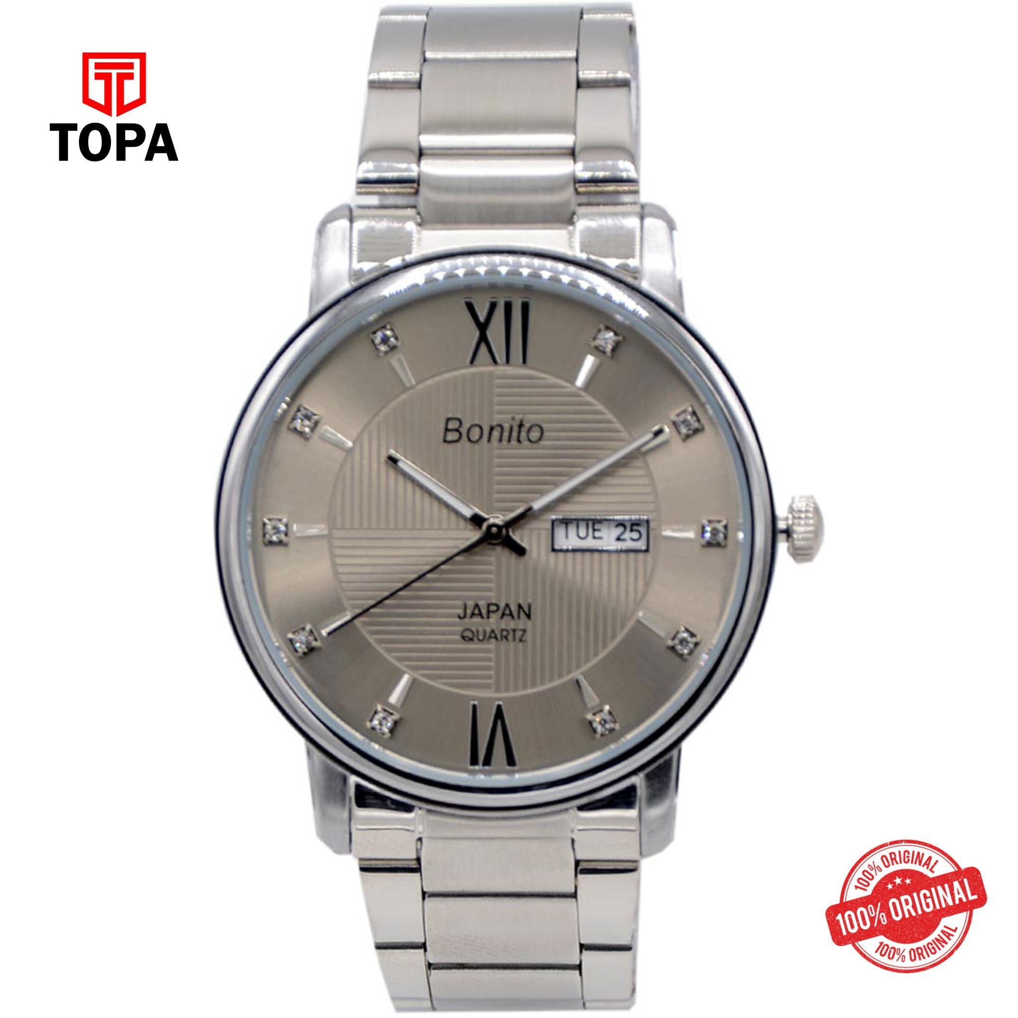 Topa Bonito-K-6112-GRY-Metal-Band-Men-Watch - Product Image 1