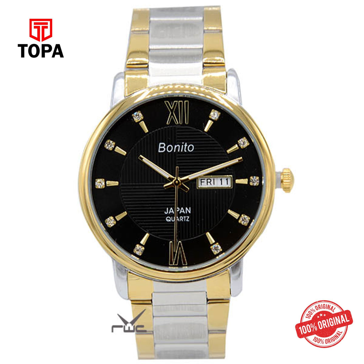 Topa Bonito-K-6112-TT-G-Gld-Metal-Band-Mens-Watch - Product Image 1