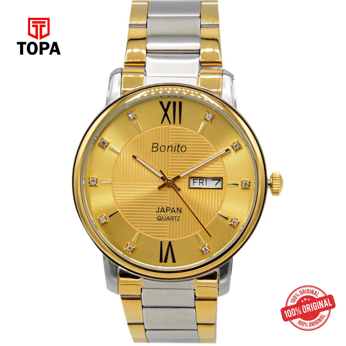 Topa Bonito-K-6112-TT-GLD-Metal-Band-Men-Watch - Product Image 1