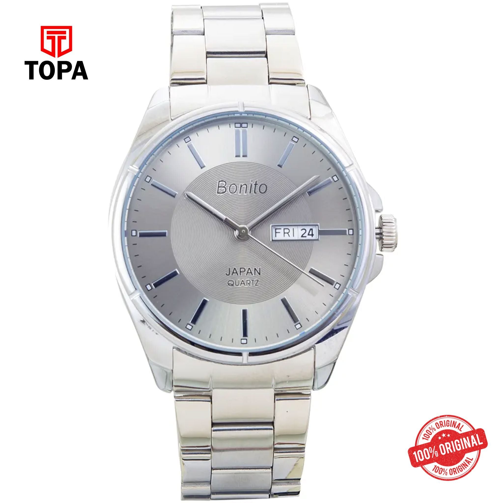 Topa Bonito-K-6117-ST-GRY-Metal-Band-Men-Watch - Product Image 1
