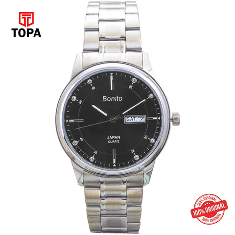 Topa Bonito-K-6118-CH-BLK-Steel-Band-Mens-Watch - Product Image 1