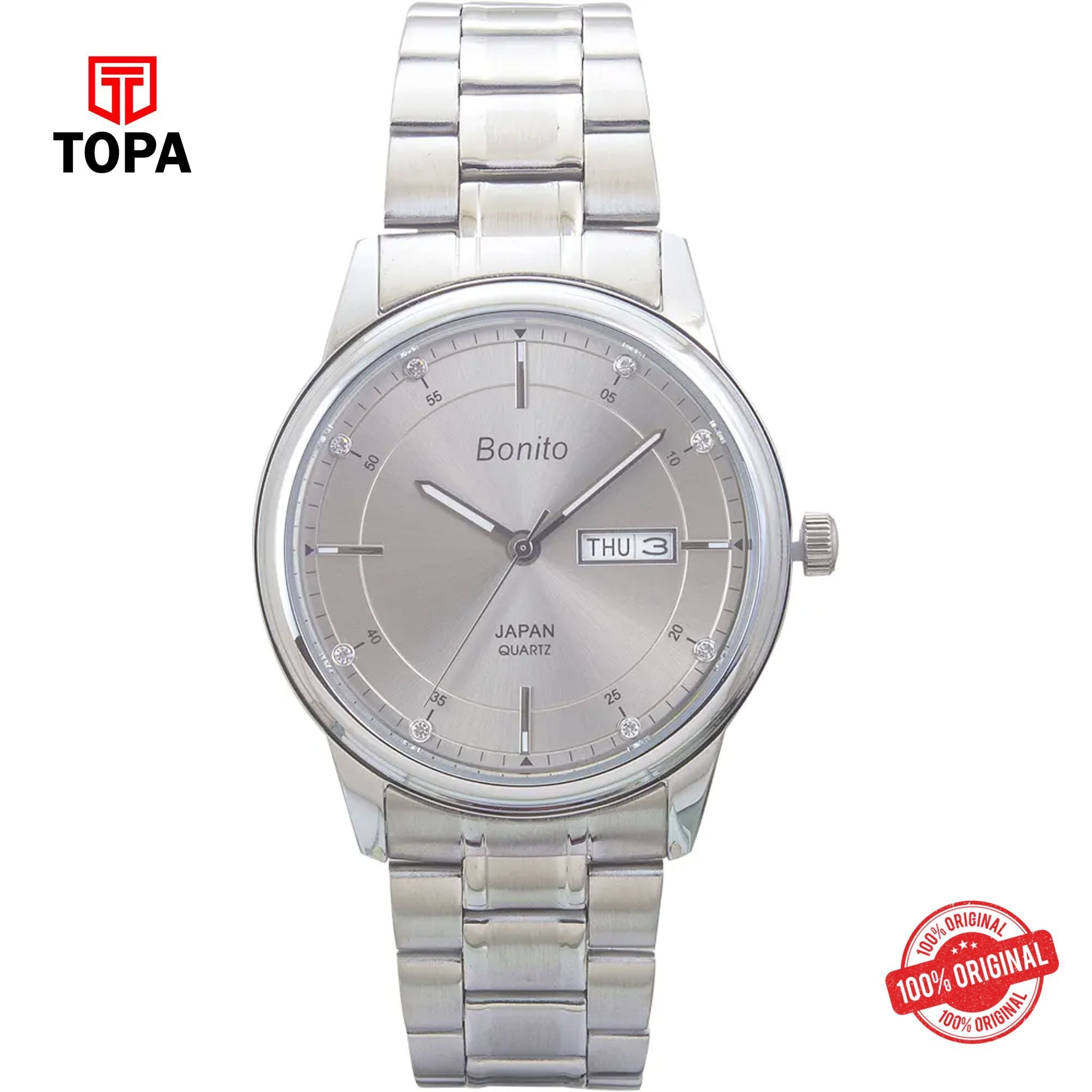 Topa Bonito-K-6118-CH-GRY-Steel-Band-Mens-Watch - Product Image 1