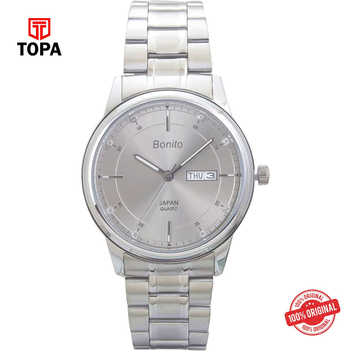 Topa Bonito-K-6118-CH-GRY-Steel-Band-Mens-Watch - Product Image 1