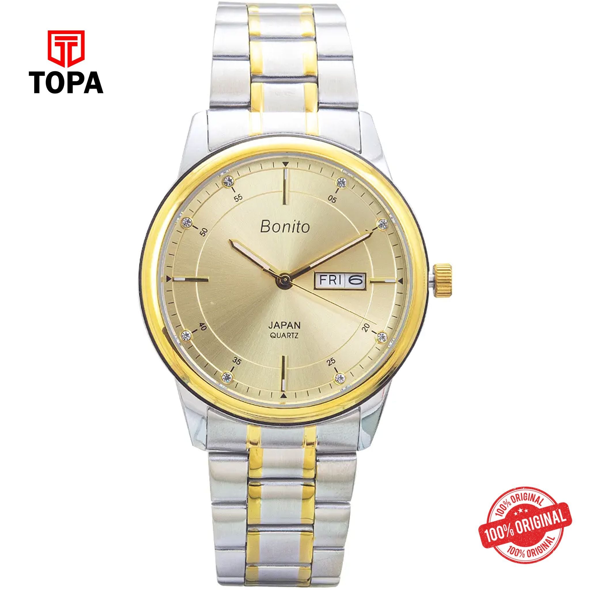 Topa Bonito-K-6118-TT-GLD-Metal-Band-Men-Watch - Product Image 1