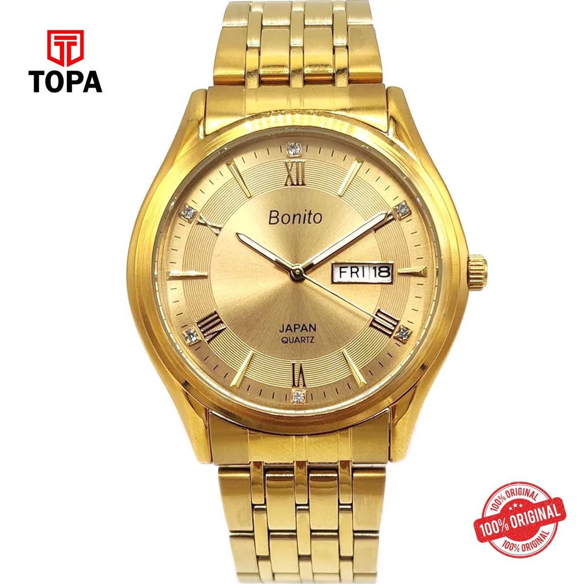 Topa Bonito-K-6119-GLD-Metal-Band-Men-Watch - Product Image 1