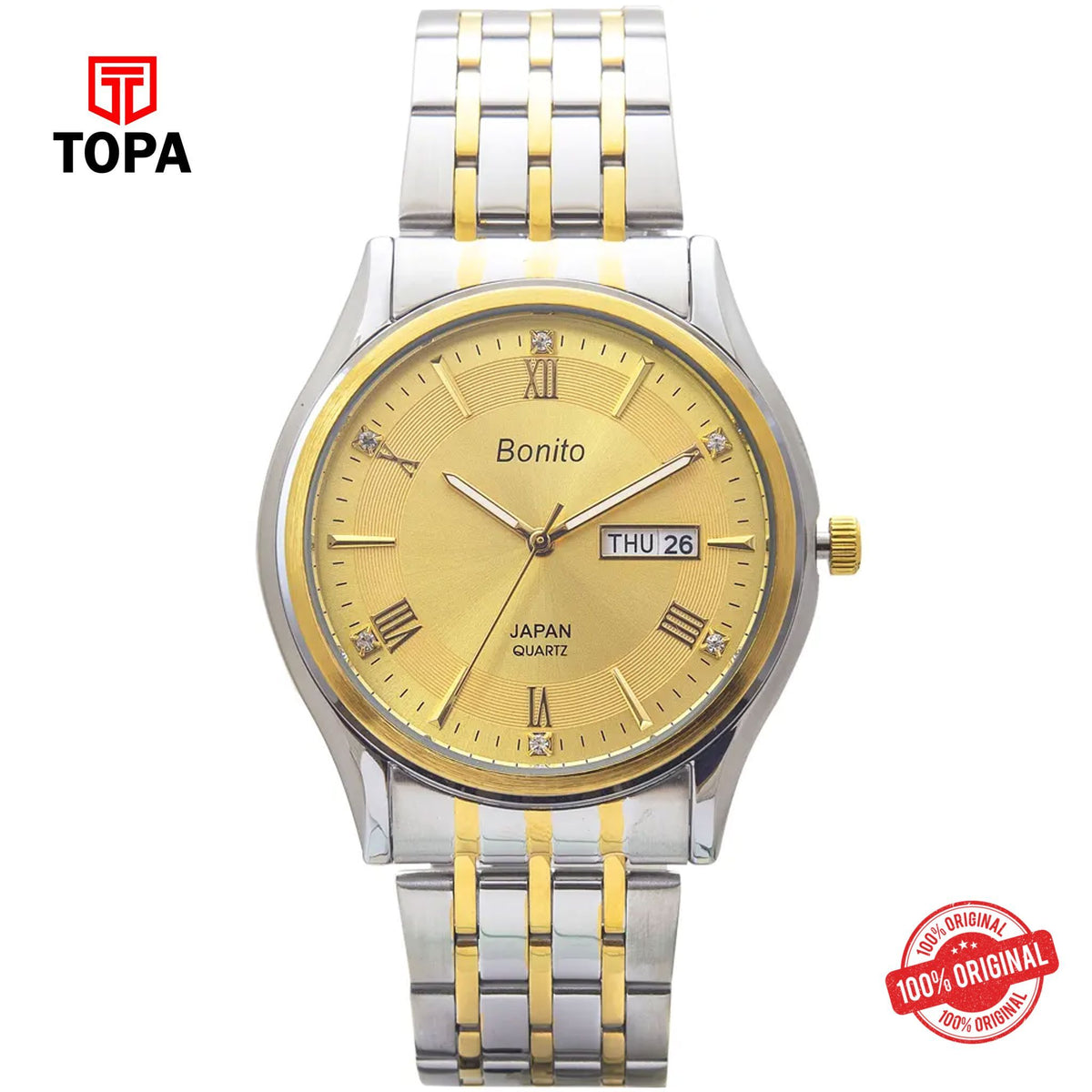Topa Bonito-K-6119-TT-GLD-Metal-Band-Men-Watch - Product Image 1