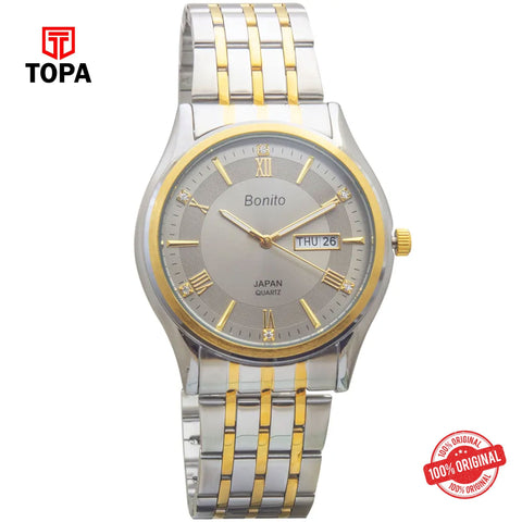 Topa Bonito-K-6119-TT-Grey-Metal-Band-Men-Watch - Product Image 1