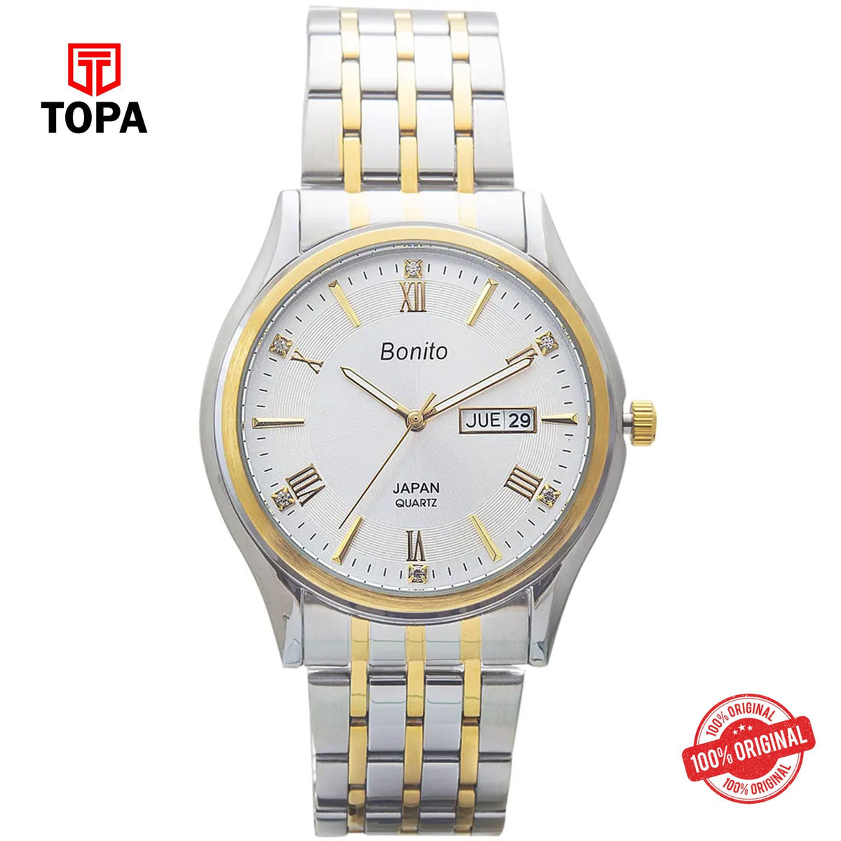 Topa Bonito-K-6119-TT-WHT-Metal-Band-Men-Watch - Product Image 1