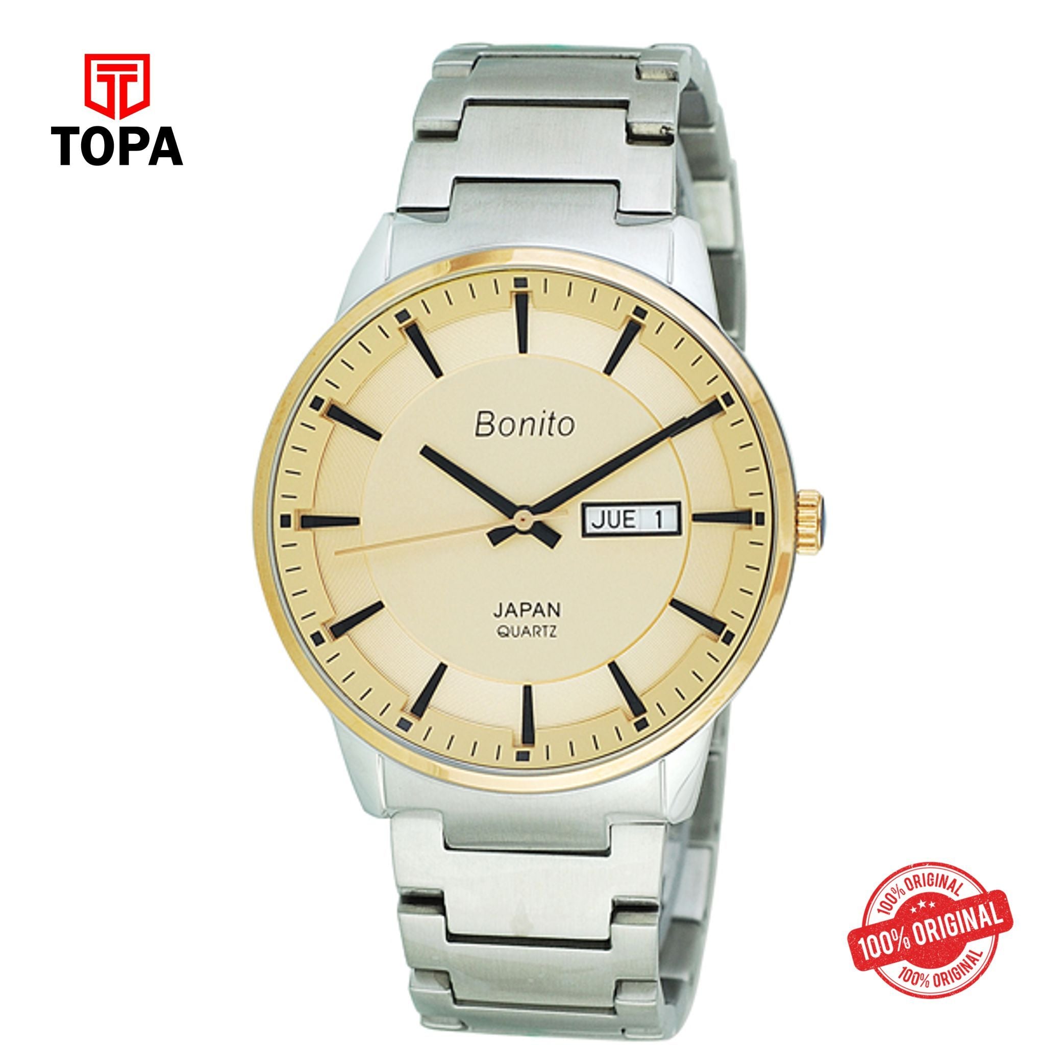 Topa Bonito-K-6121-TT-R-GLD-Metal-Band-Mens-Watch - Product Image 1