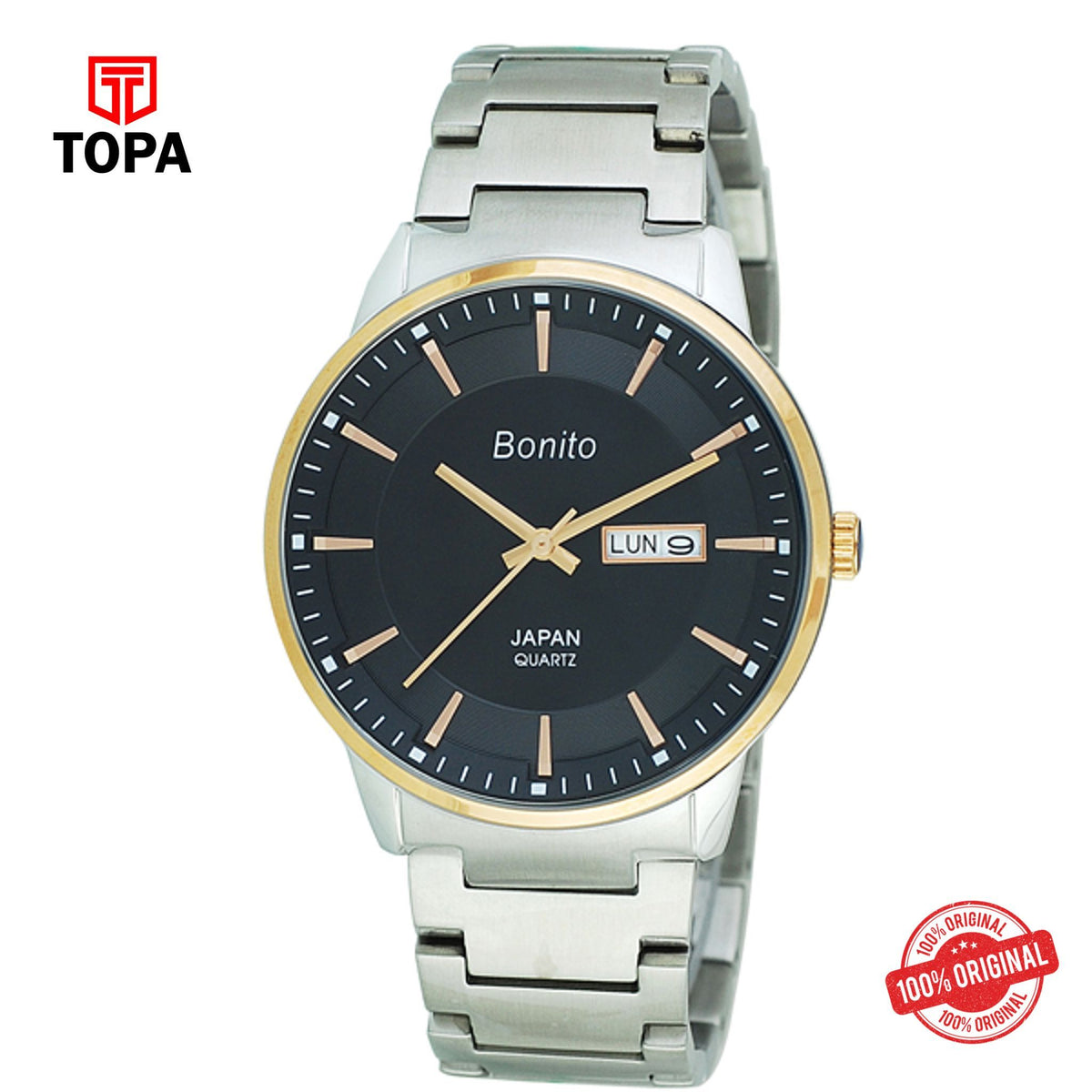 Topa Bonito-K-6121-TT-R-Gray-Metal-Band-Mens-Watch - Product Image 1
