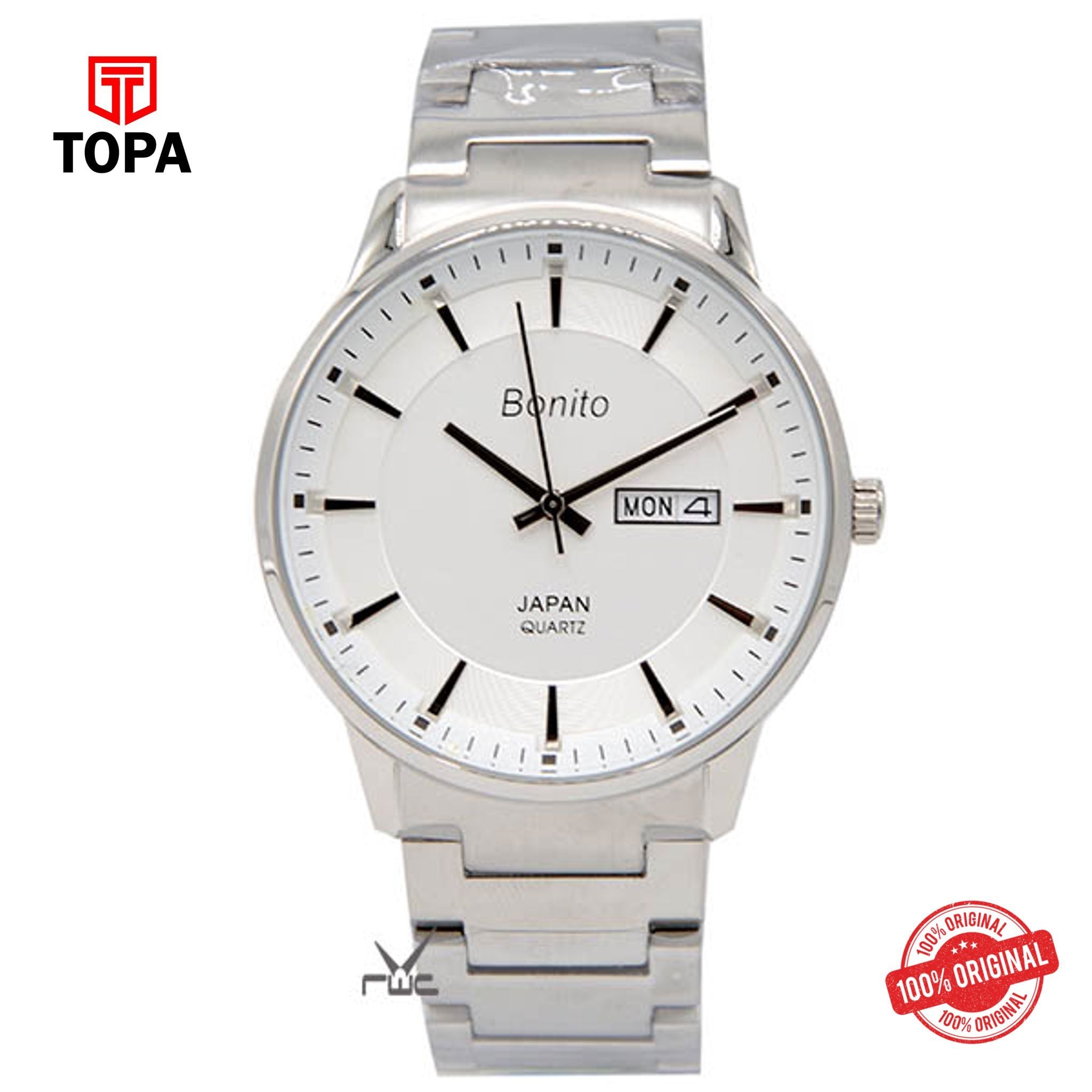Topa Bonito-K-6121-WHT-Metal-Band-Mens-Watch - Product Image 1
