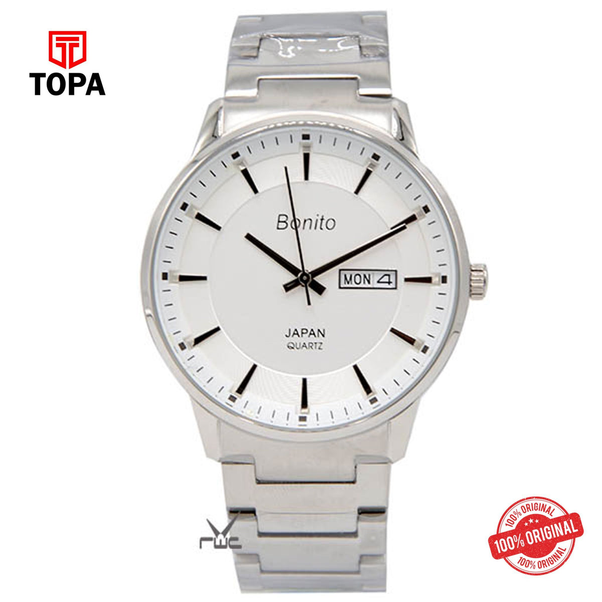 Topa Bonito-K-6121-WHT-Metal-Band-Mens-Watch - Product Image 1