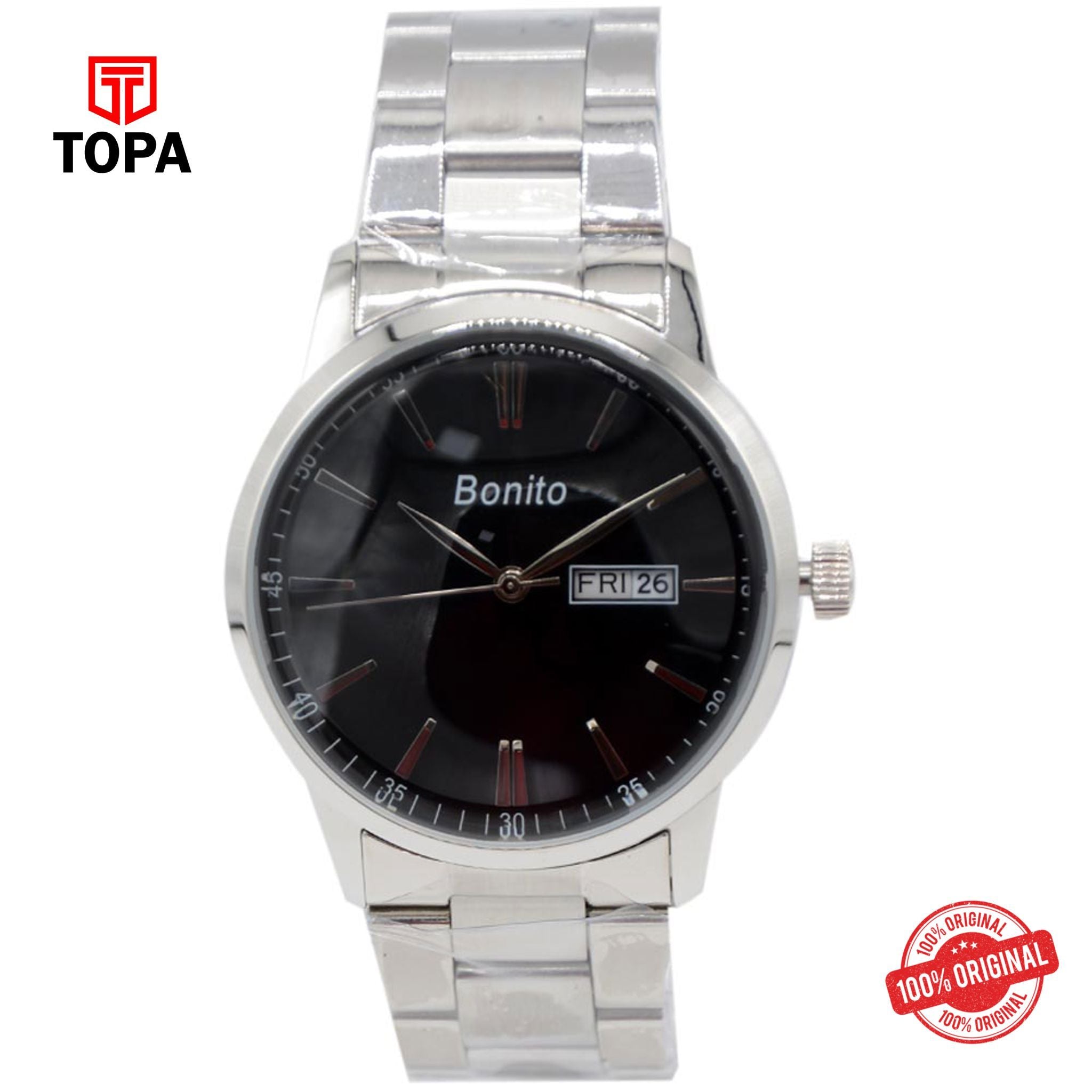 Topa Bonito-K-6123-BLK-Metal-Band-Men-Watch - Product Image 1