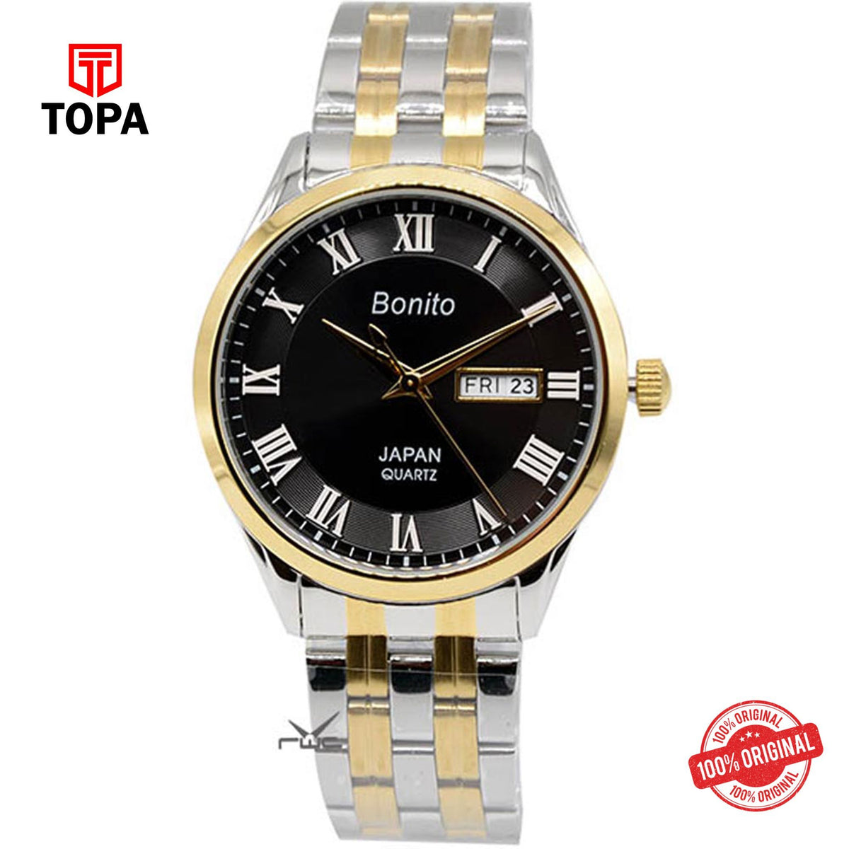 Topa Bonito-K-6124-BLK-TT-Metal-Band-Men-Watch - Product Image 1