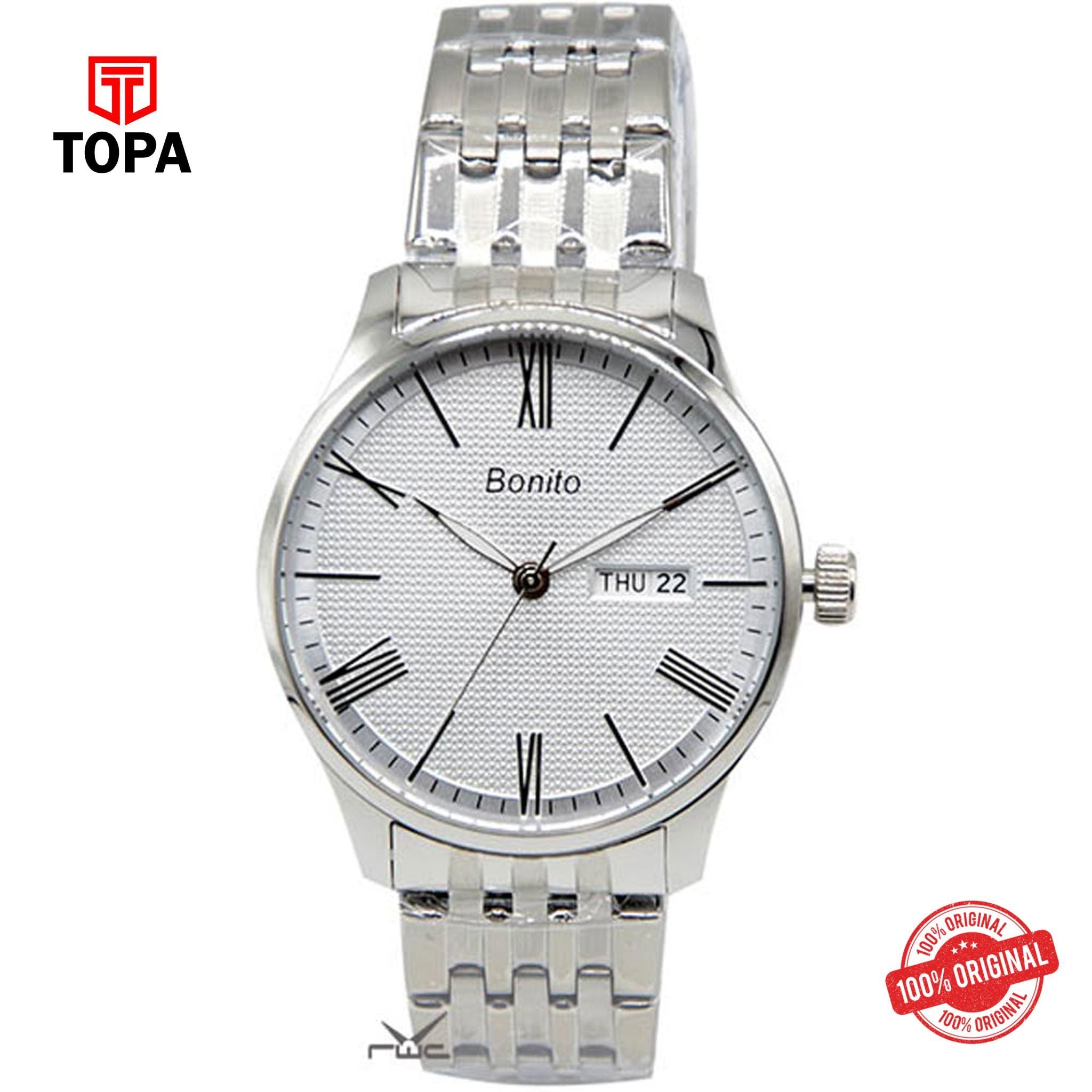 Topa Bonito-K-6125-WHT-CRM-Metal-Band-Men-Watch - Product Image 1