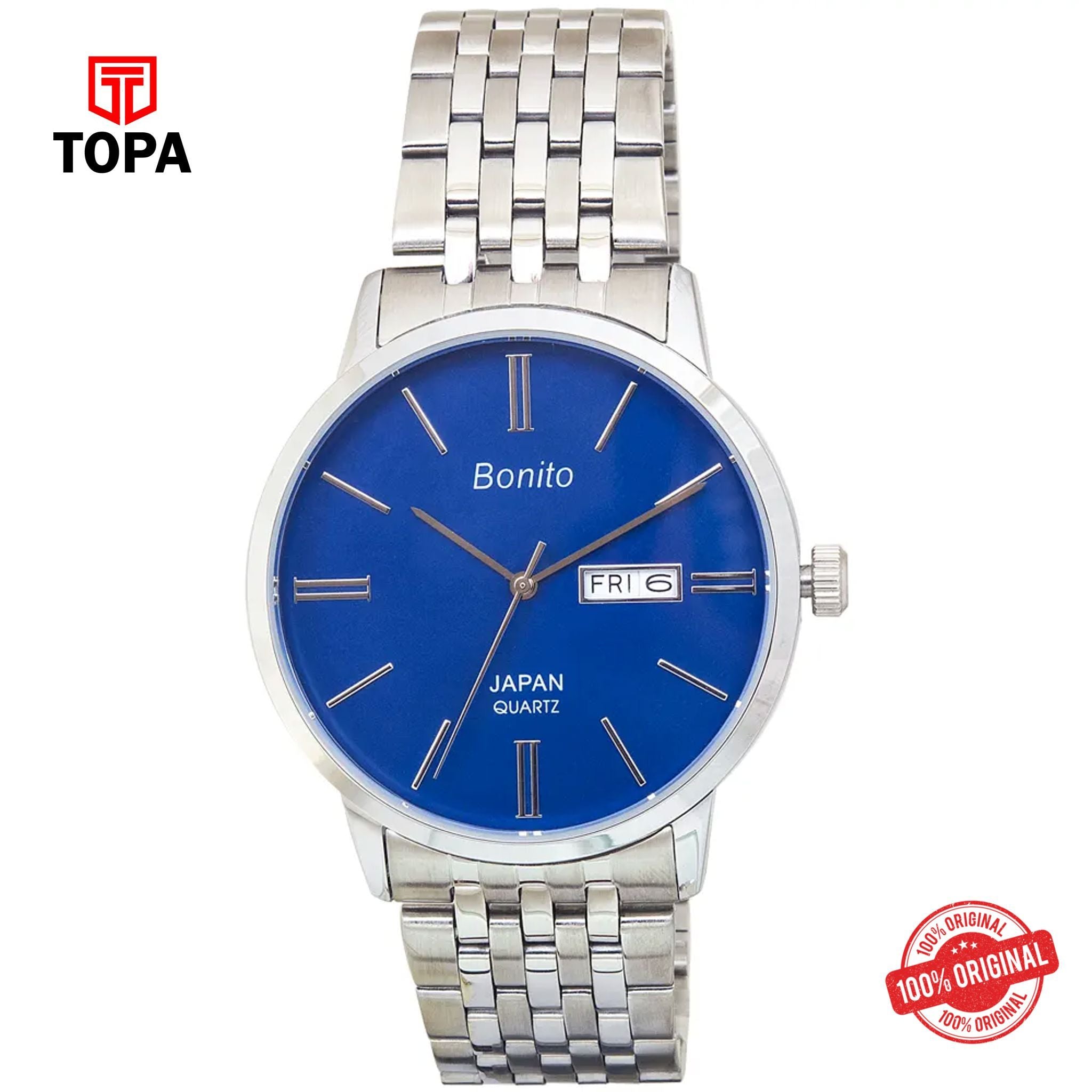 Topa Bonito-K-6126-CH-BLU-Metal-Band-Men-Watch - Product Image 1