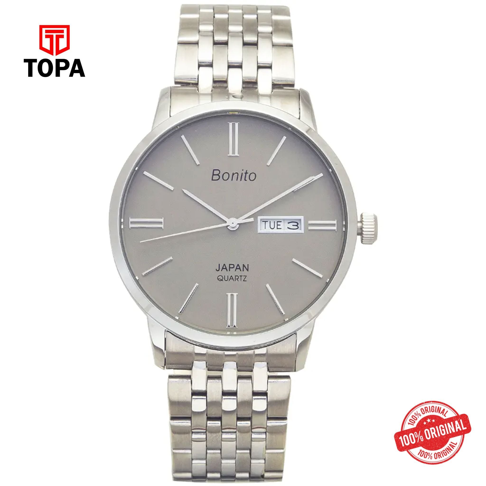 Topa Bonito-K-6126-CH-GRY-Metal-Band-Men-Watch - Product Image 1