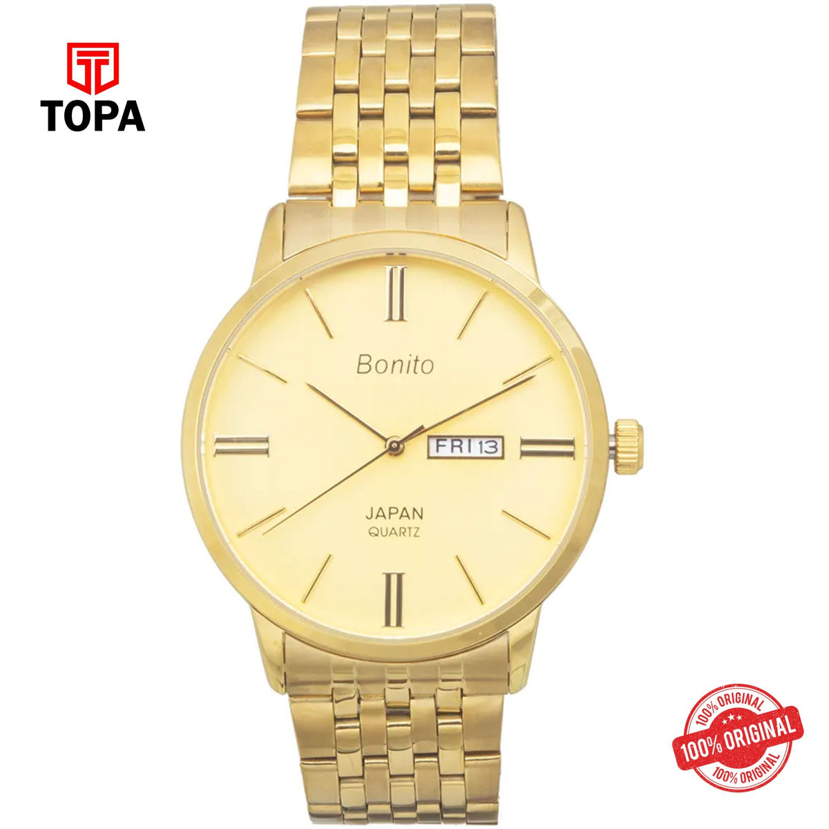 Topa Bonito-K-6126-GLD-Metal-Band-Men-Watch - Product Image 1