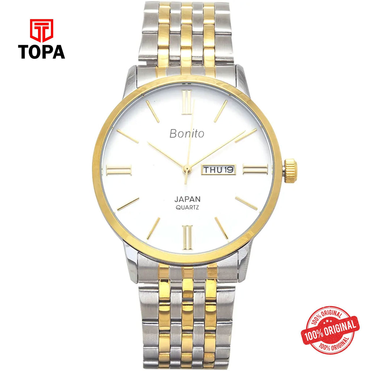 Topa Bonito-K-6126-TT-WHT-Metal-Band-Men-Watch - Product Image 1