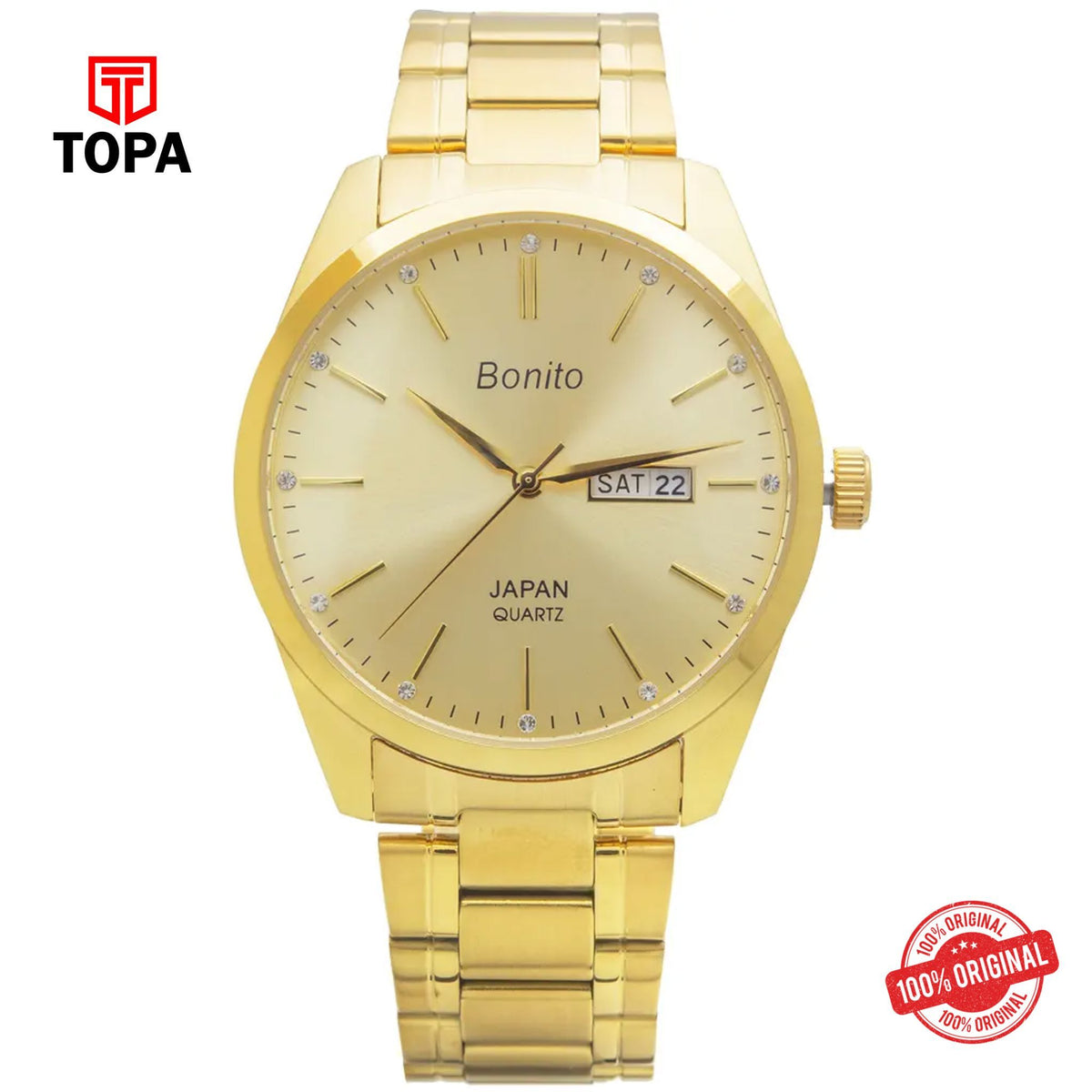 Topa Bonito-K-6127-GLD-Metal-Band-Men-Watch - Product Image 1