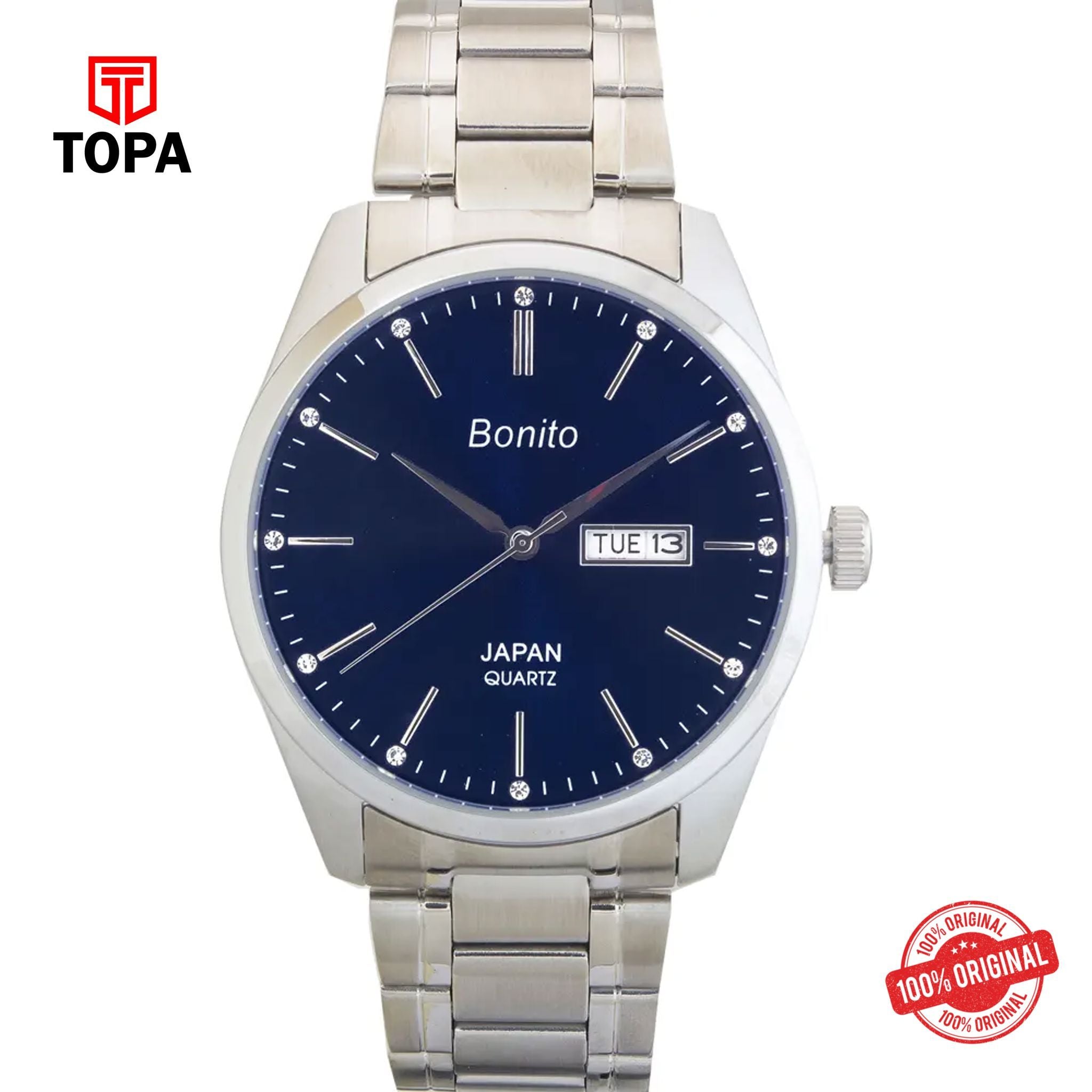 Topa Bonito-K-6127-ST-BLU-Metal-Band-Men-Watch - Product Image 1