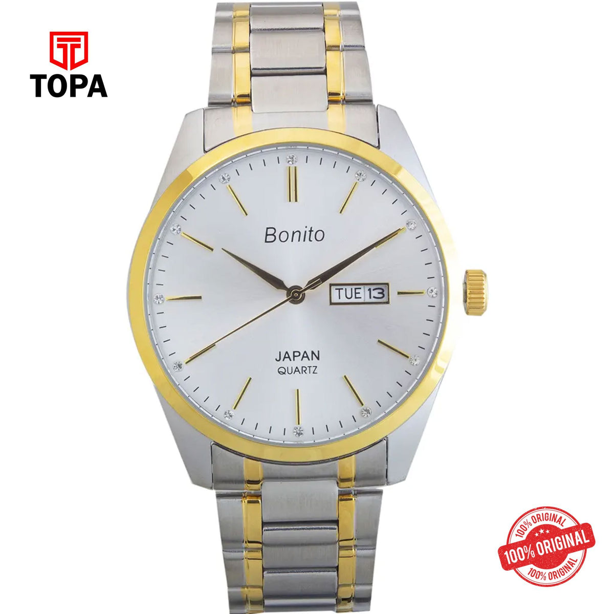 Topa Bonito-K-6127-TT-SLV-Metal-Band-Men-Watch - Product Image 1