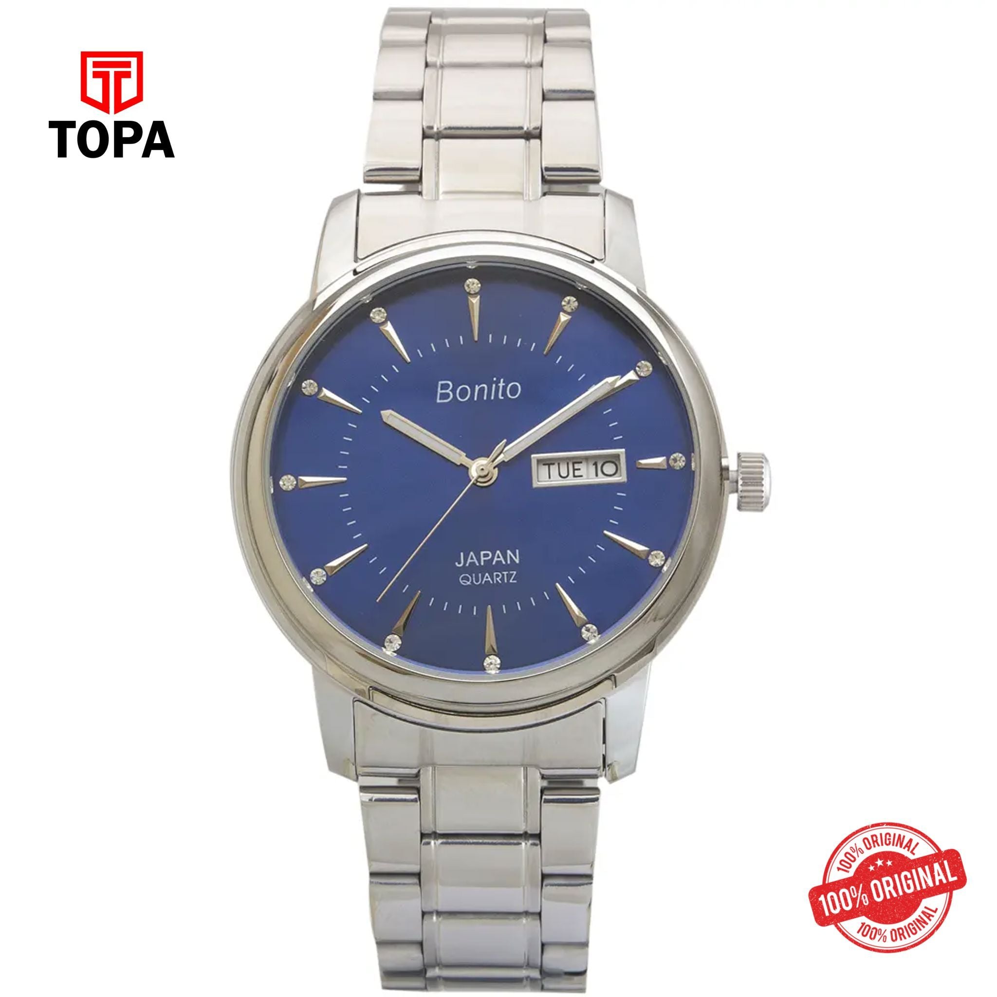 Topa Bonito-K-6128-CH-BLU-Metal-Band-Men-Watch - Product Image 1