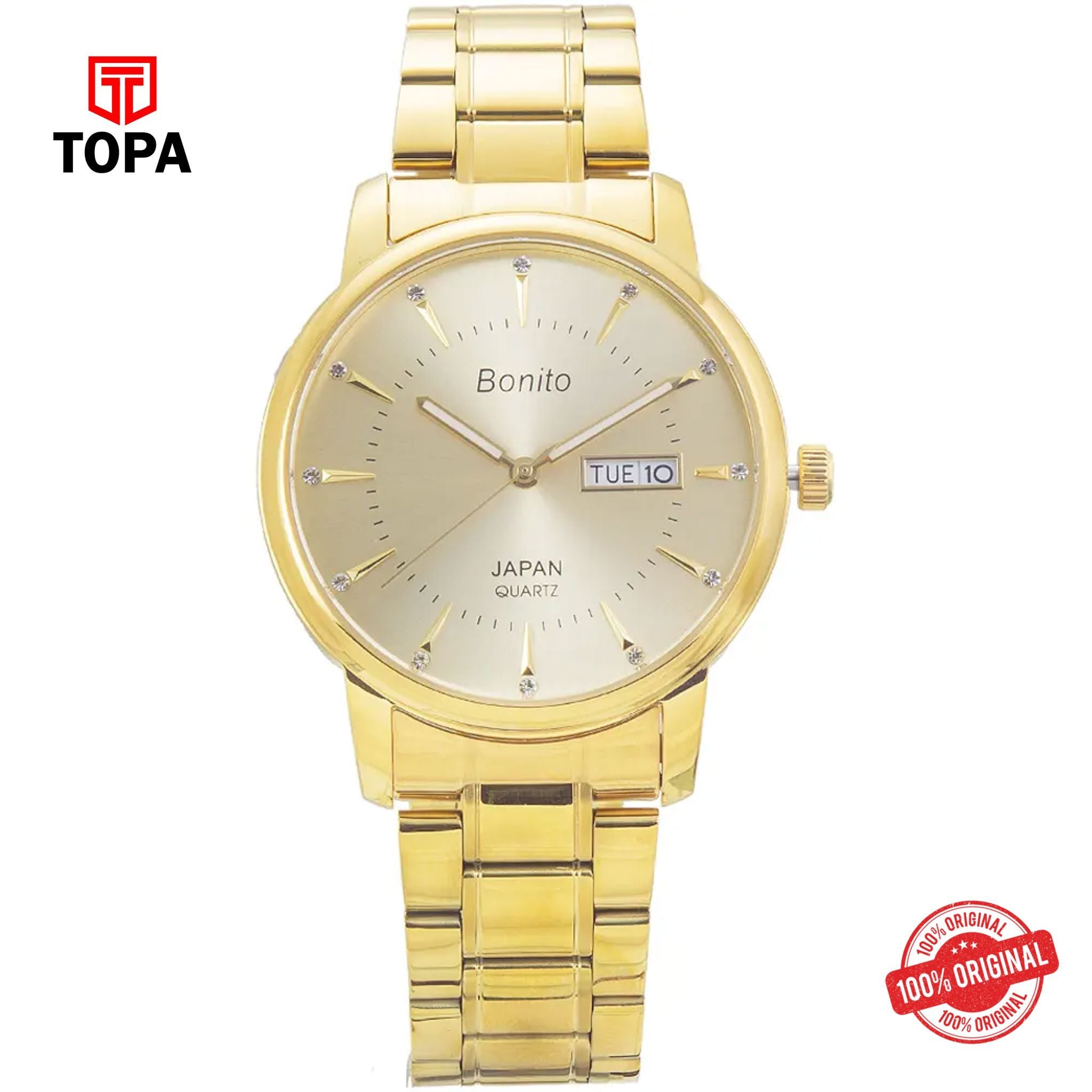 Topa Bonito-K-6128-GLD-Metal-Band-Men-Watch - Product Image 1