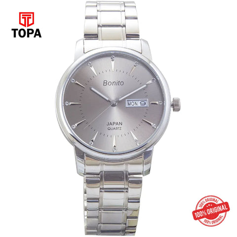 Topa Bonito-K-6128-ST-GRY-Metal-Band-Men-Watch - Product Image 1