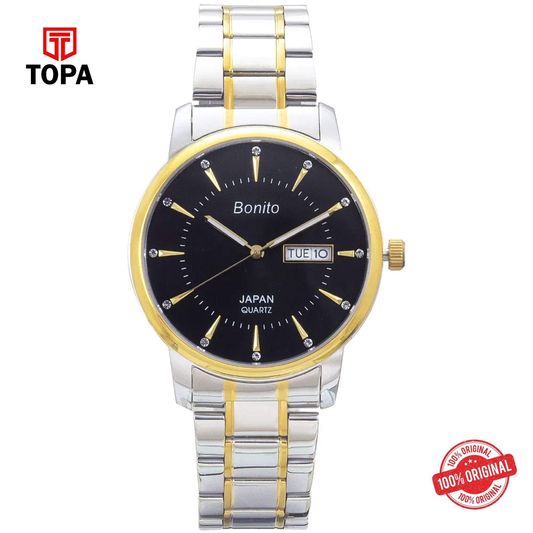 Topa Bonito-K-6128-TT-BLK-Metal-Band-Men-Watch - Product Image 1