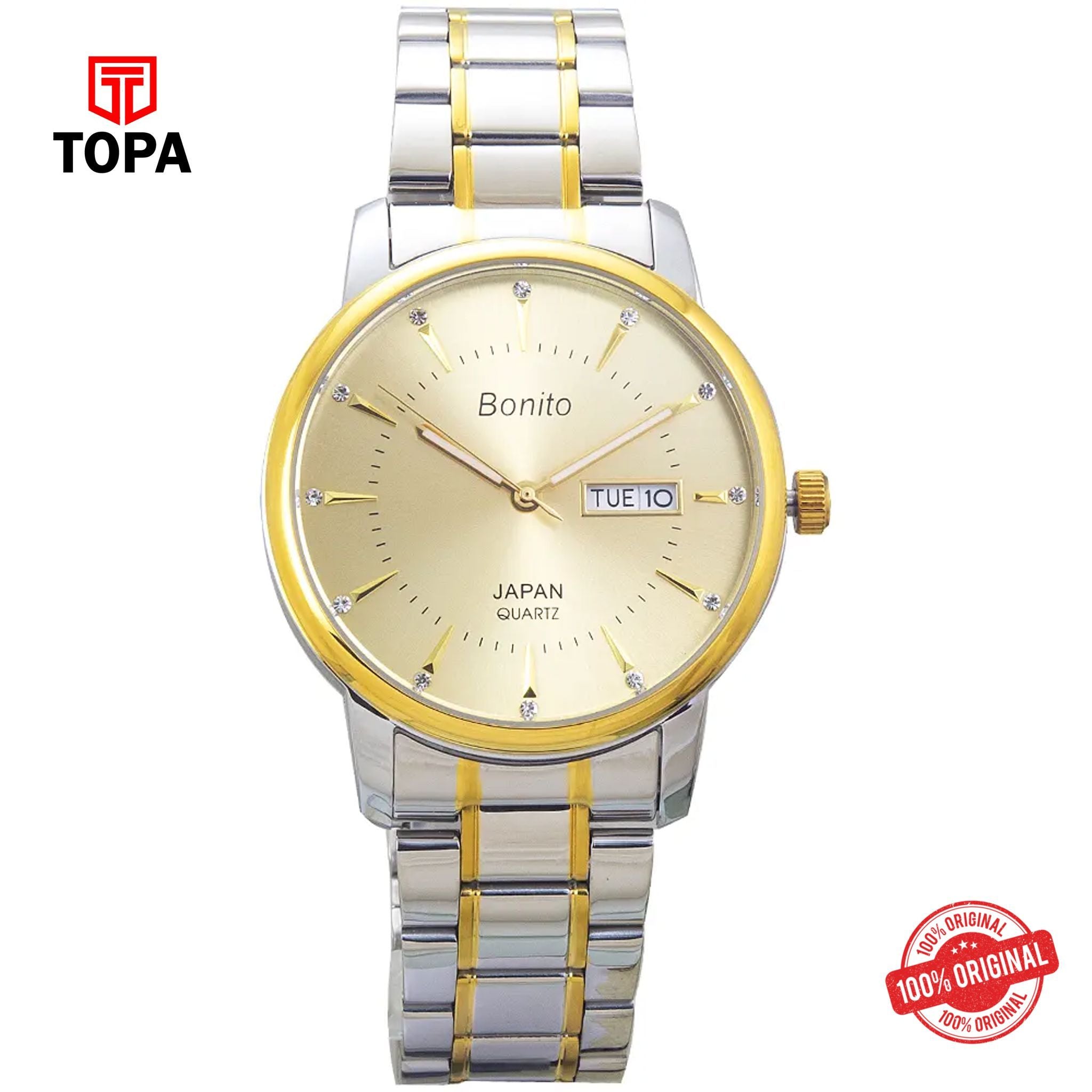Topa Bonito-K-6128-TT-GLD-Metal-Band-Men-Watch - Product Image 1