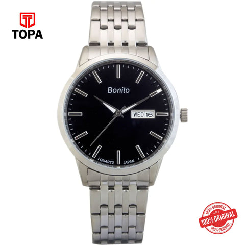 Topa Bonito-K-6131-CH-BK-Metal-Band-Men-Watch - Product Image 1