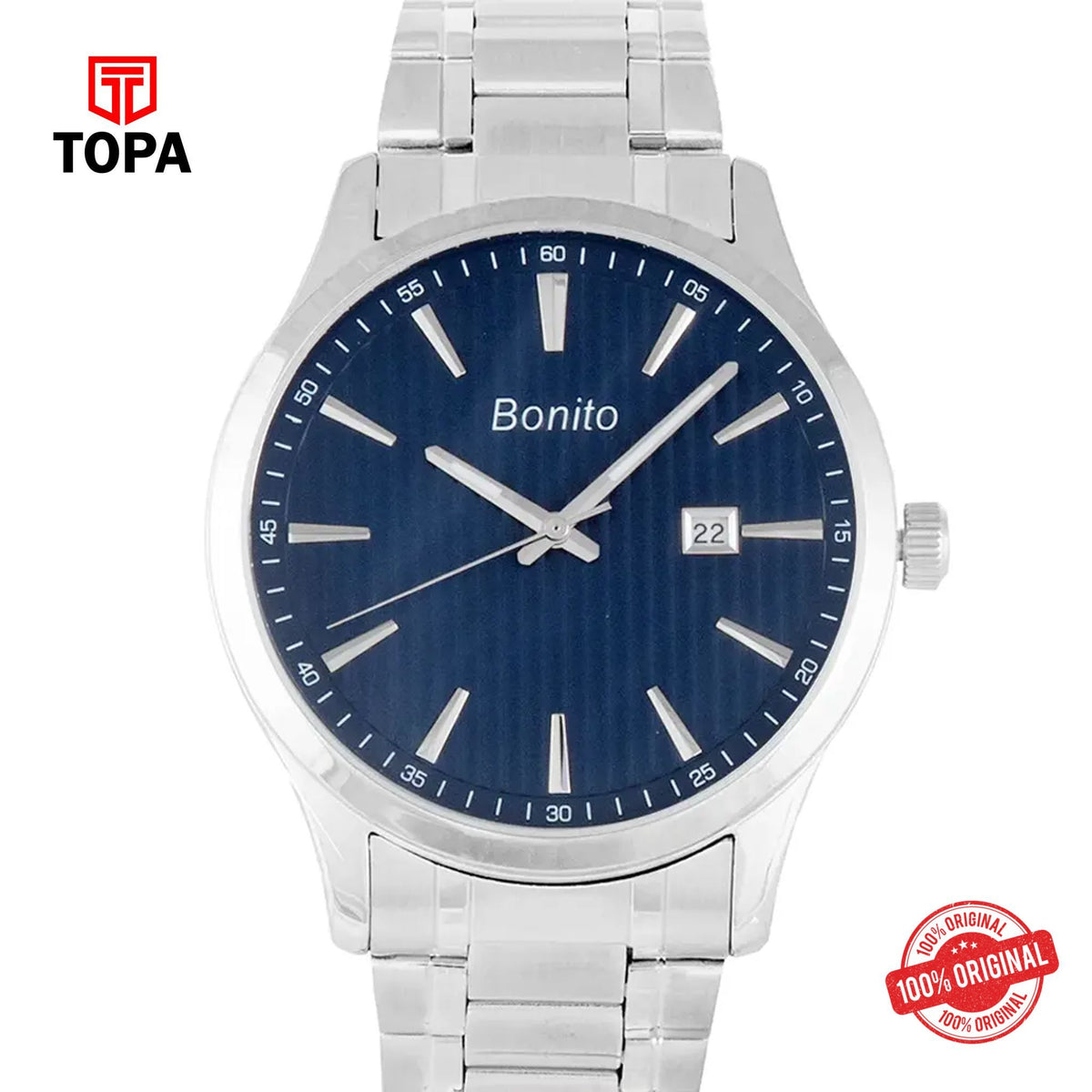 Topa Bonito-K-6131-CH-BLU-Metal-Band-Men-Watch - Product Image 1