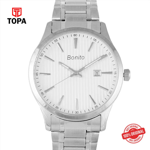 Topa Bonito-K-6131-CH-WHT-Metal-Band-Men-Watch - Product Image 1