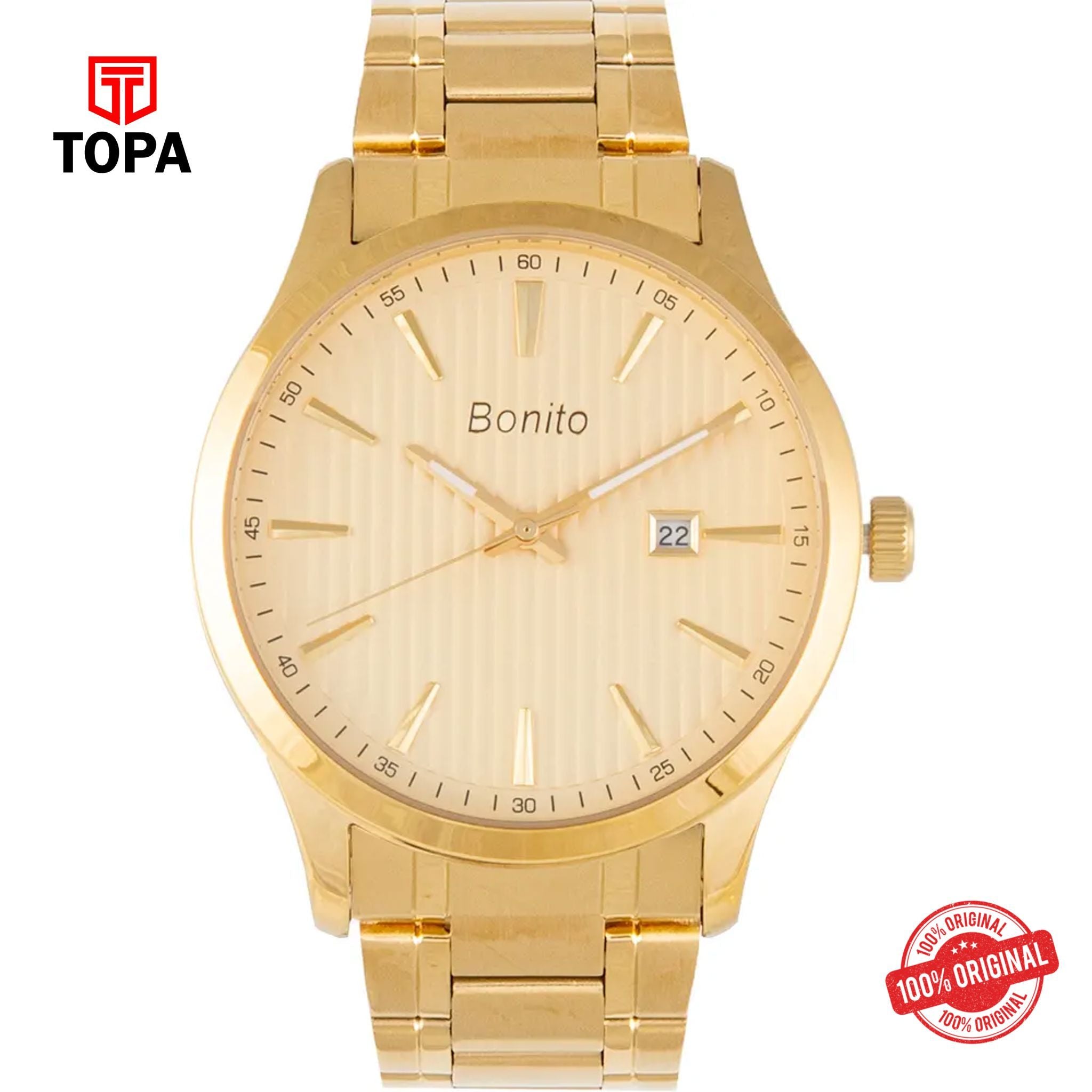Topa Bonito-K-6131-GLD-Metal-Band-Men-Watch - Product Image 1