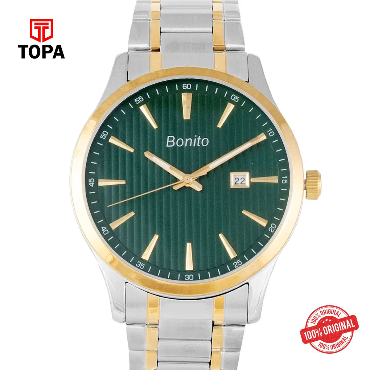 Topa Bonito-K-6131-TTGLD-GRN-Metal-Band-Men-Watch - Product Image 1