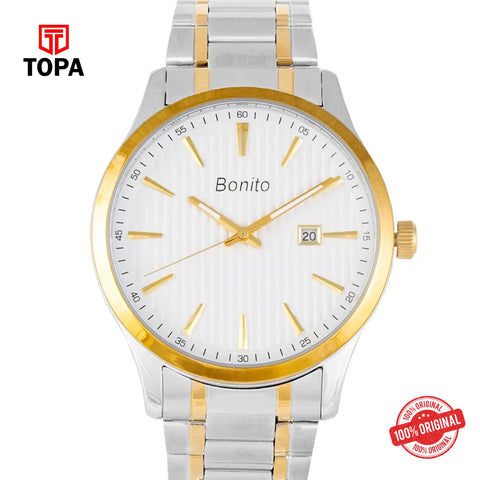 Topa Bonito-K-6131-TTGLD-WHT-Metal-Band-Men-Watch - Product Image 1