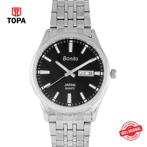Topa Bonito-K-6132-CH-BLK-Metal-Band-Men-Watch - Product Image 1