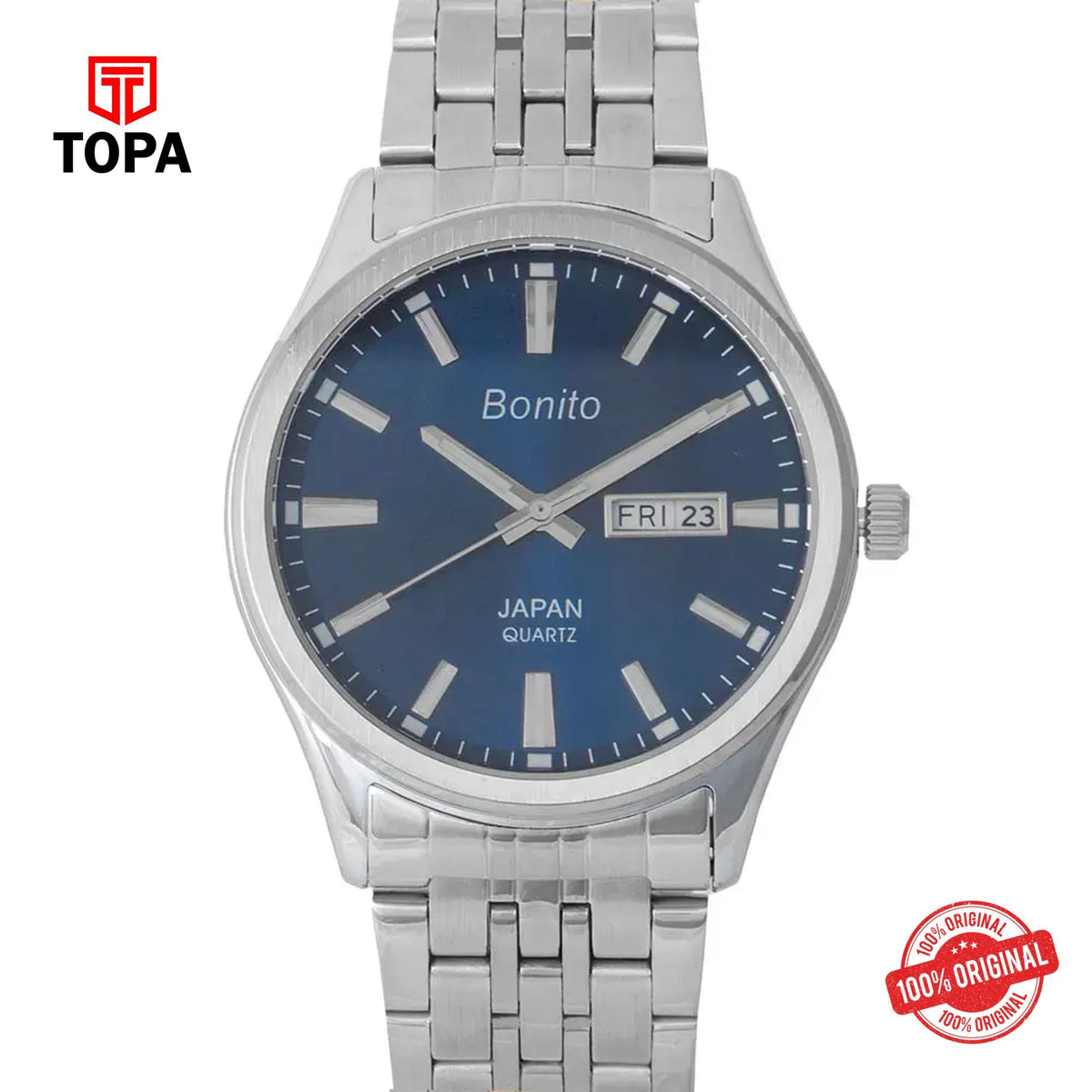 Topa Bonito-K-6132-CH-BLU-Metal-Band-Men-Watch - Product Image 1