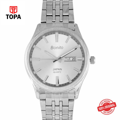 Topa Bonito-K-6132-CH-WHT-Metal-Band-Men-Watch - Product Image 1