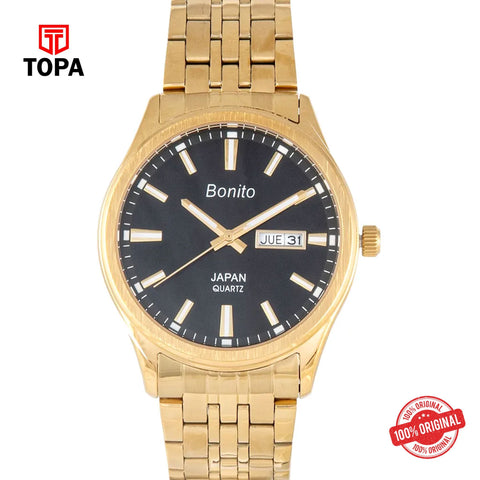 Topa Bonito-K-6132-GLD-BLK-Metal-Band-Men-Watch - Product Image 1
