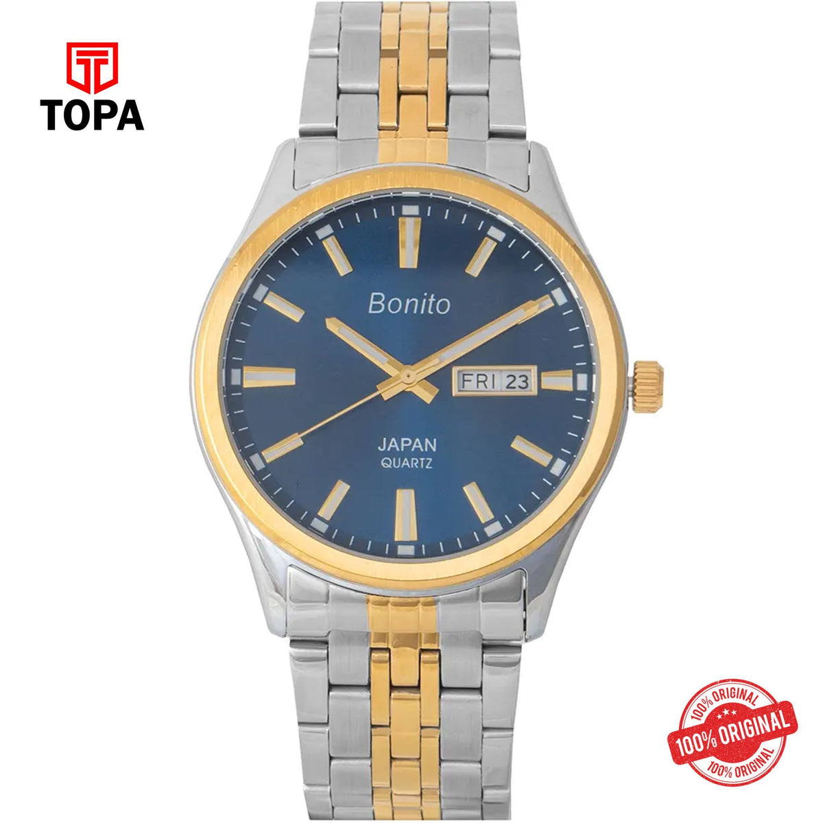 Topa Bonito-K-6132-TTGLD-BLU-Metal-Band-Men-Watch - Product Image 1