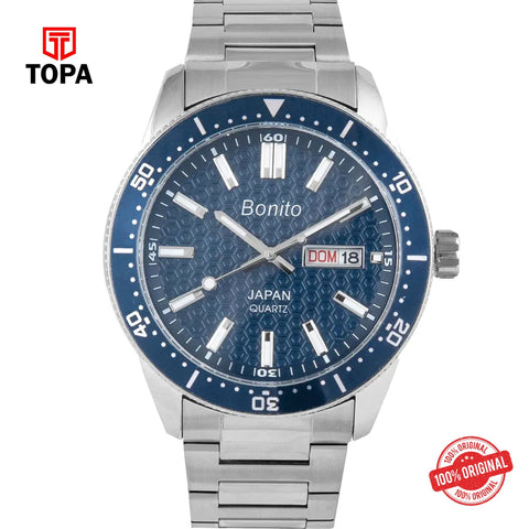 Topa Bonito-K-6133-CH-BLU-Metal-Band-Men-Watch - Product Image 1