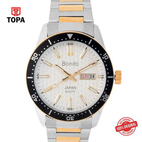 Topa Bonito-K-6133-TTGLD-WHT-Metal-Band-Men-Watch - Product Image 1