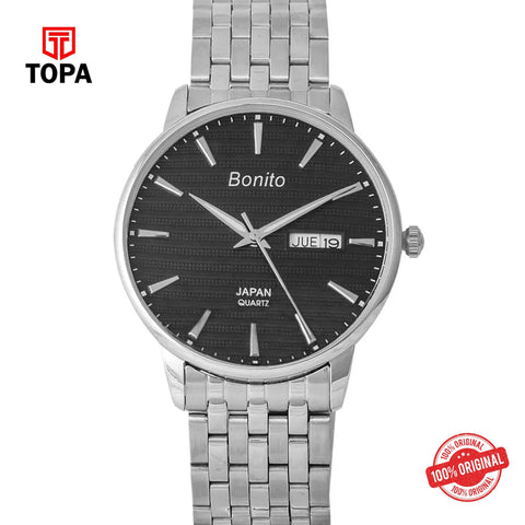 Topa Bonito-K-6134-CH-BLK-Metal-Band-Men-Watch - Product Image 1