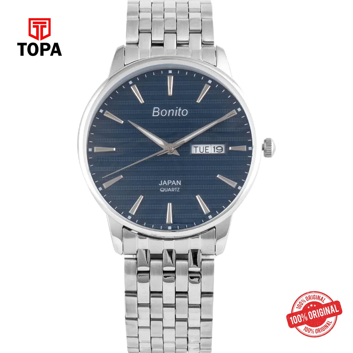 Topa Bonito-K-6134-CH-BLU-Metal-Band-Men-Watch - Product Image 1