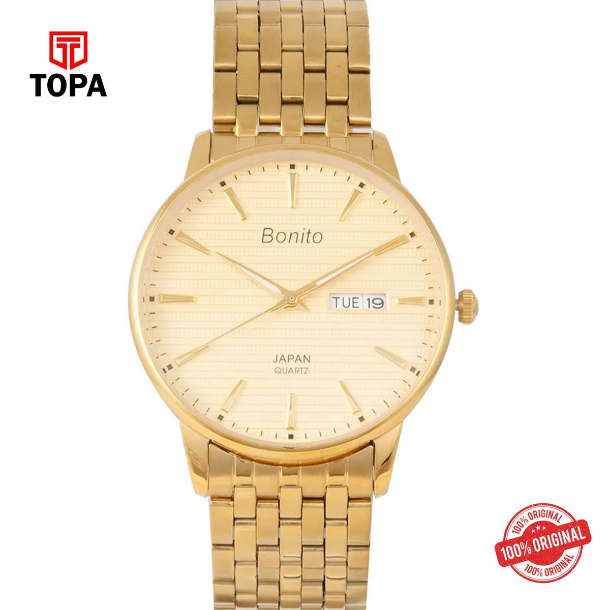 Topa Bonito-K-6134-GLD-Metal-Band-Men-Watch - Product Image 1