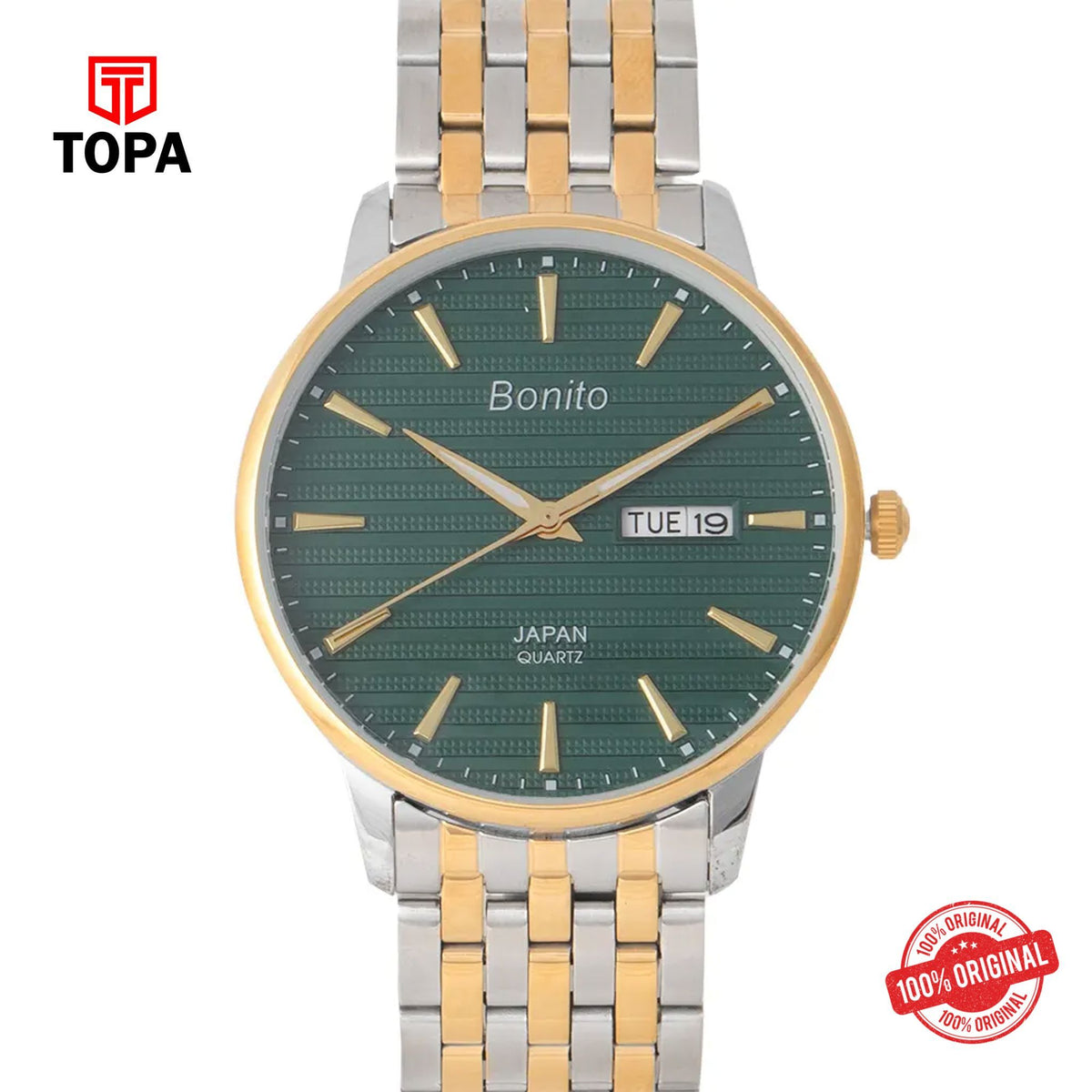 Topa Bonito-K-6134-TTGLD-GRN-Metal-Band-Men-Watch - Product Image 1