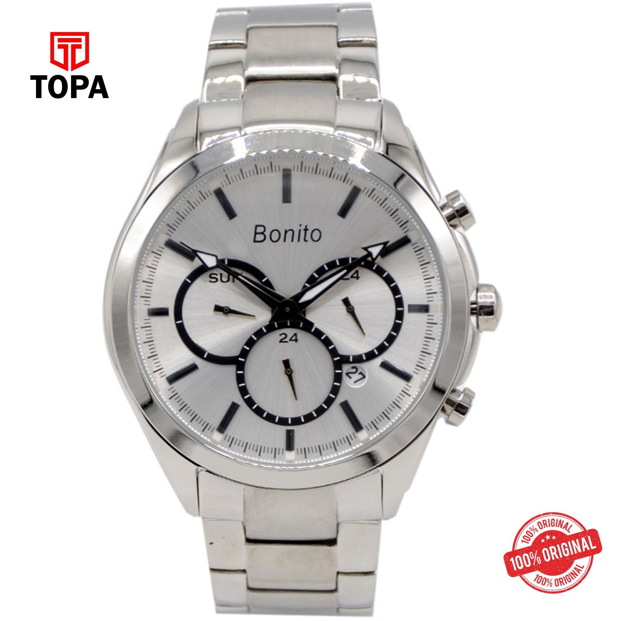 Topa Bonito-K-7007-CH-WTBL-Metal-Band-Mens-Watch - Product Image 1